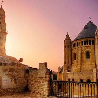 dormition-Abbey-from-the-outside-at-sundown-Jerusalem-Israel-cr-noam-chen